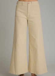 Solid Wide Leg Pants in Ecru by Entro