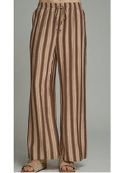 Striped Pants with Drawstring in Brown by Entro