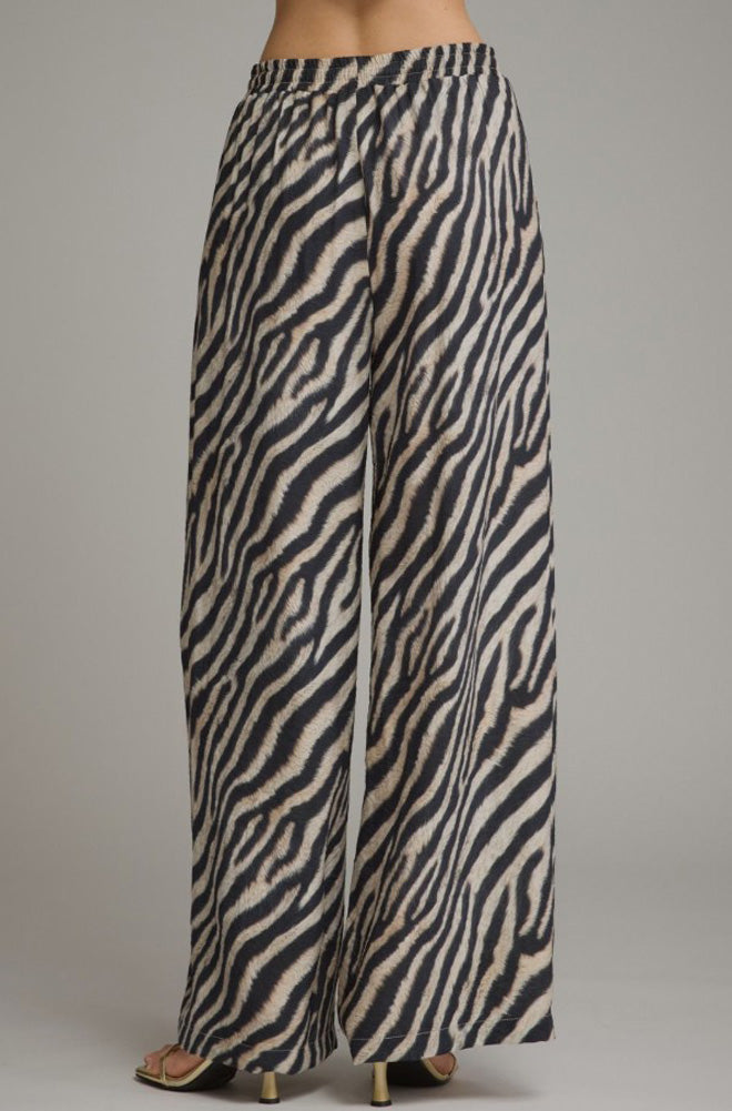 Pull On Zebra Print Pants in Ash Black by Entro