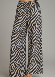 Pull On Zebra Print Pants in Ash Black by Entro