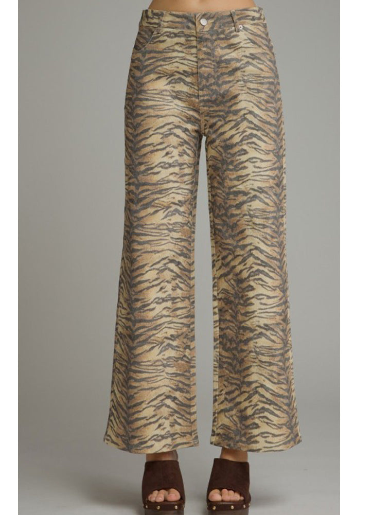 Animal Print Wide Leg Pants by Entro