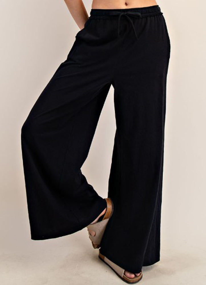 Plus Cotton Slub Lounge Pants in Black by Rae Mode