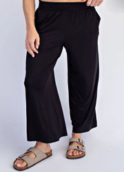 Plus Cropped Wide Leg Pants in Black by Rae Mode