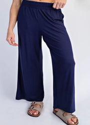 Plus Cropped Wide Leg Pants in Navy by Rae Mode