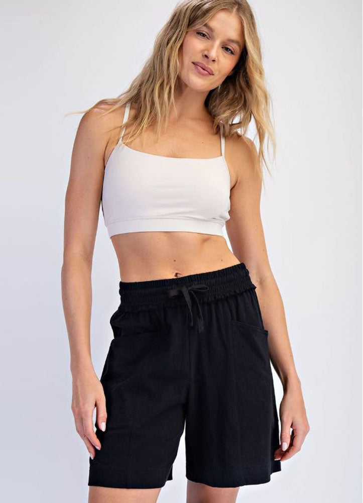 Cotton Slub Shorts in Black by Rae Mode