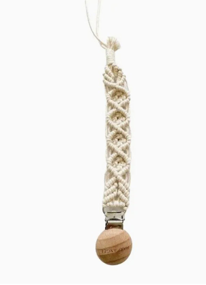 Macrame Pacifier Clip by Harp Angel Boutique