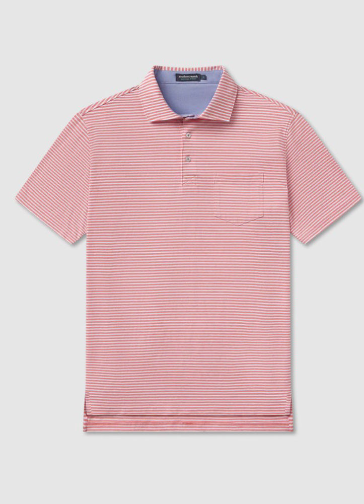 Nantucket Relaxed Polo Stripe in Coral by Southern Marsh