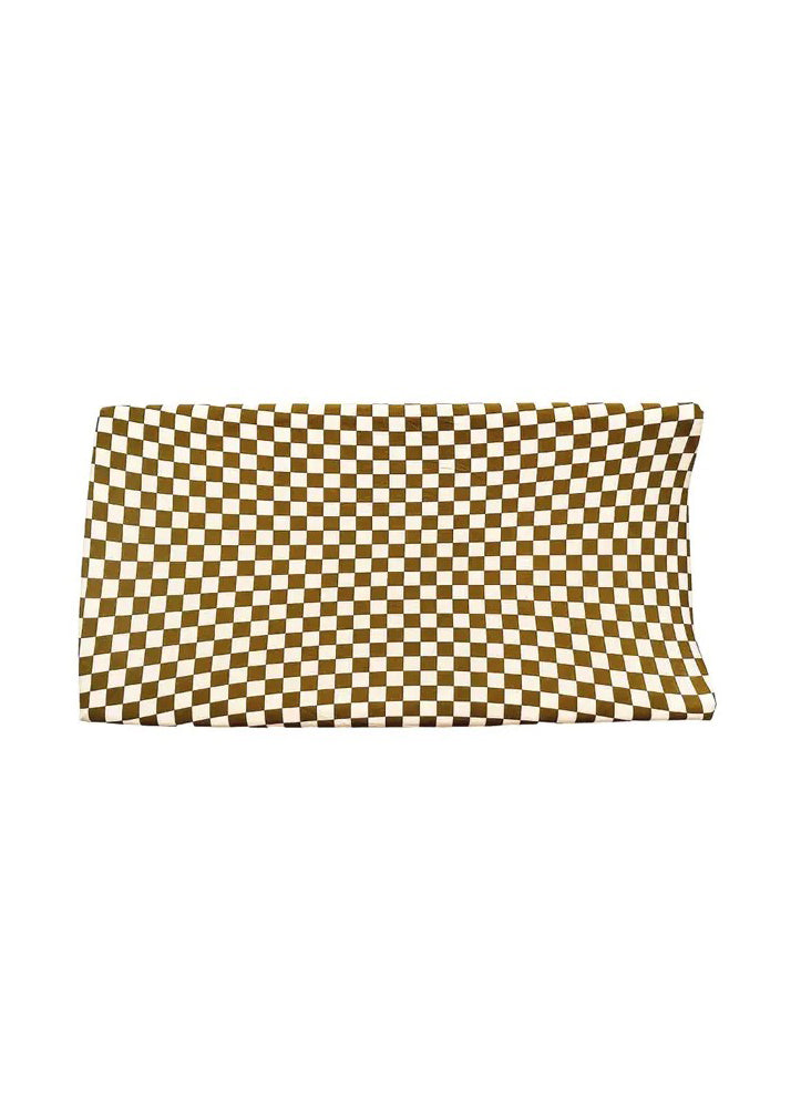 Toffee Checkered Bamboo Changing Pad Cover by Harp Angel Boutique