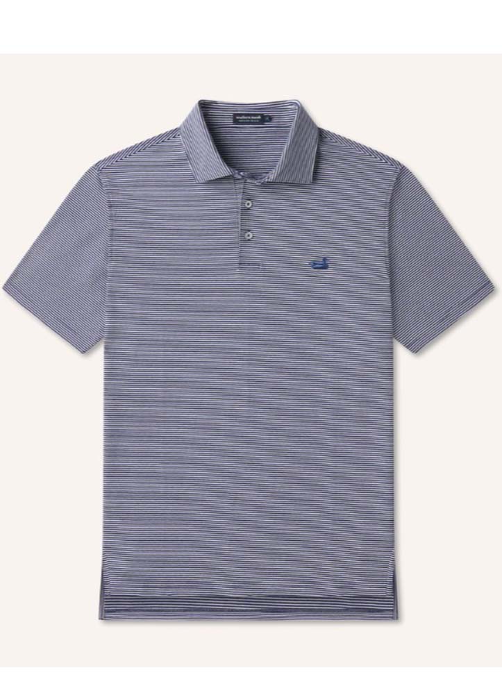 Amagansett Relaxed Polo Stripe in Navy by Southern Marsh