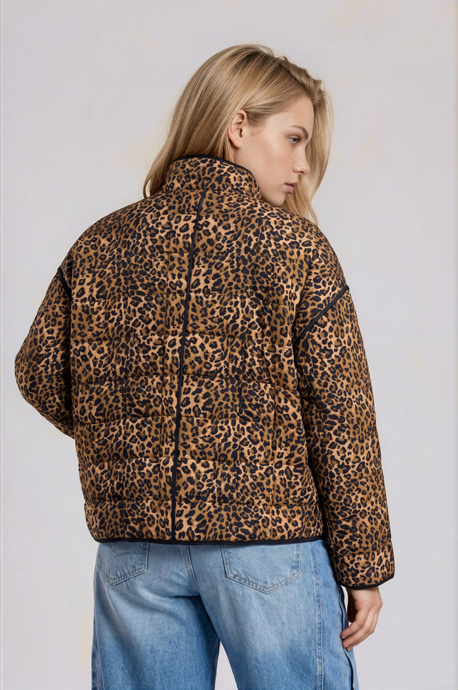 Plus Leopard Print Snap Button Jacket in Brown Multi by Blu Pepper