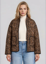 Plus Leopard Print Snap Button Jacket in Brown Multi by Blu Pepper