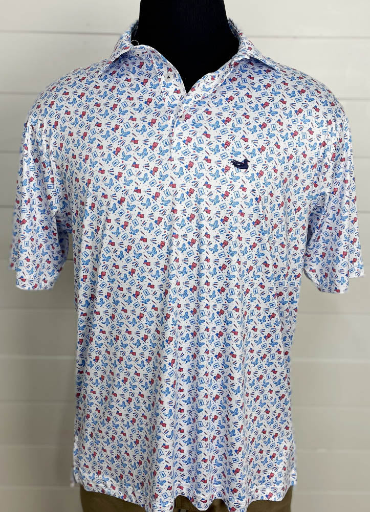 Flyline Performance Polo Liberty in White by Southern Marsh