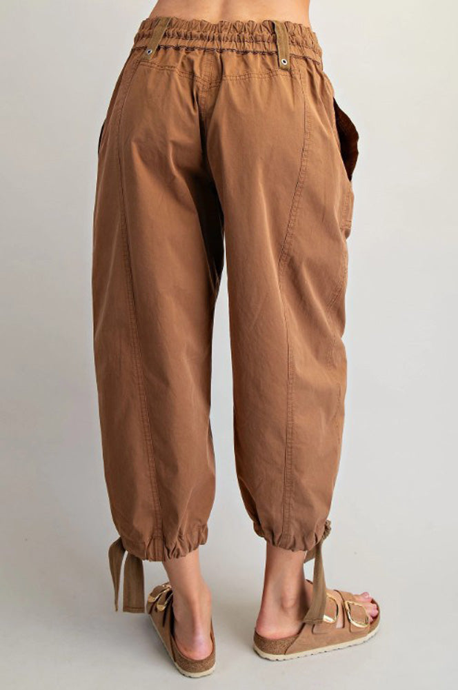 Mineral Washed Tied Cuff Joggers in Coco by eesome