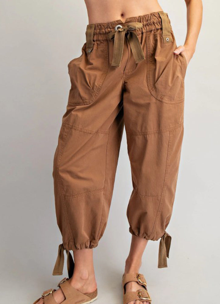 Mineral Washed Tied Cuff Joggers in Coco by eesome