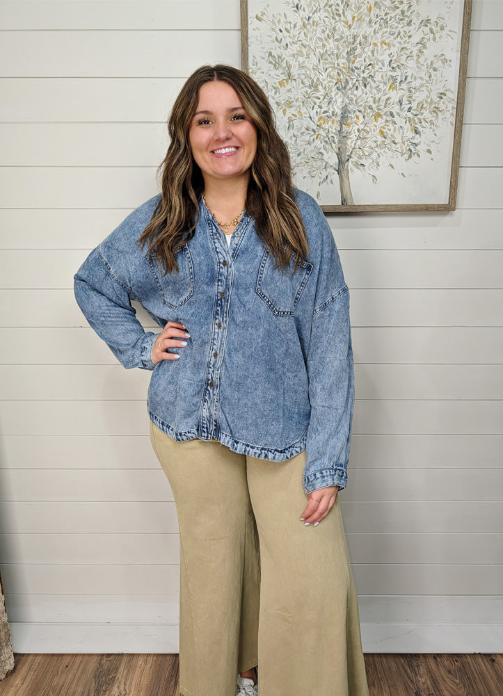 Washed Drawstring Wide Leg Pants in Taupe by eesome