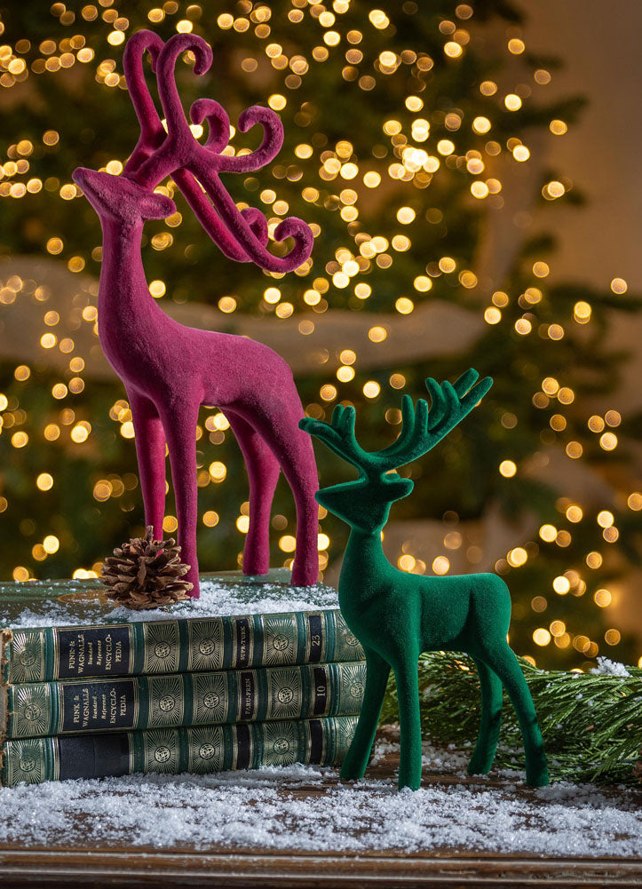 Flocked Deer Set of 2 Table Décor by Evergreen