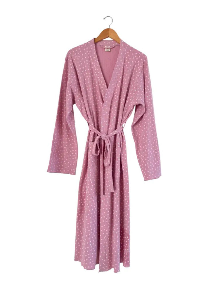 Pink Flower Pointelle Robe by SIIX