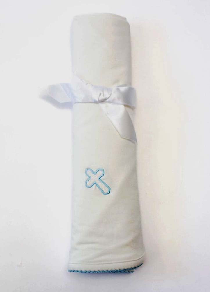Blue Cross Pip Embroidered Blanket by Goosies