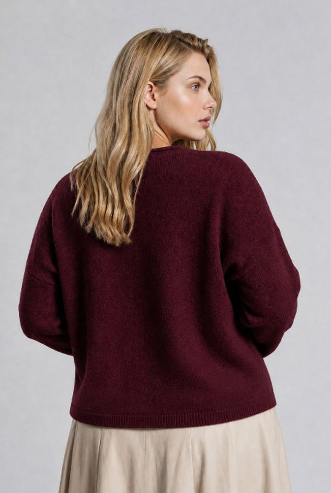 Plus Lightweight Button Down Cardigan in Burgundy by Blu Pepper