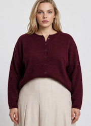 Plus Lightweight Button Down Cardigan in Burgundy by Blu Pepper