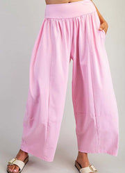 Mineral Washed Wide Leg Pants in Sweet Pink by eesome