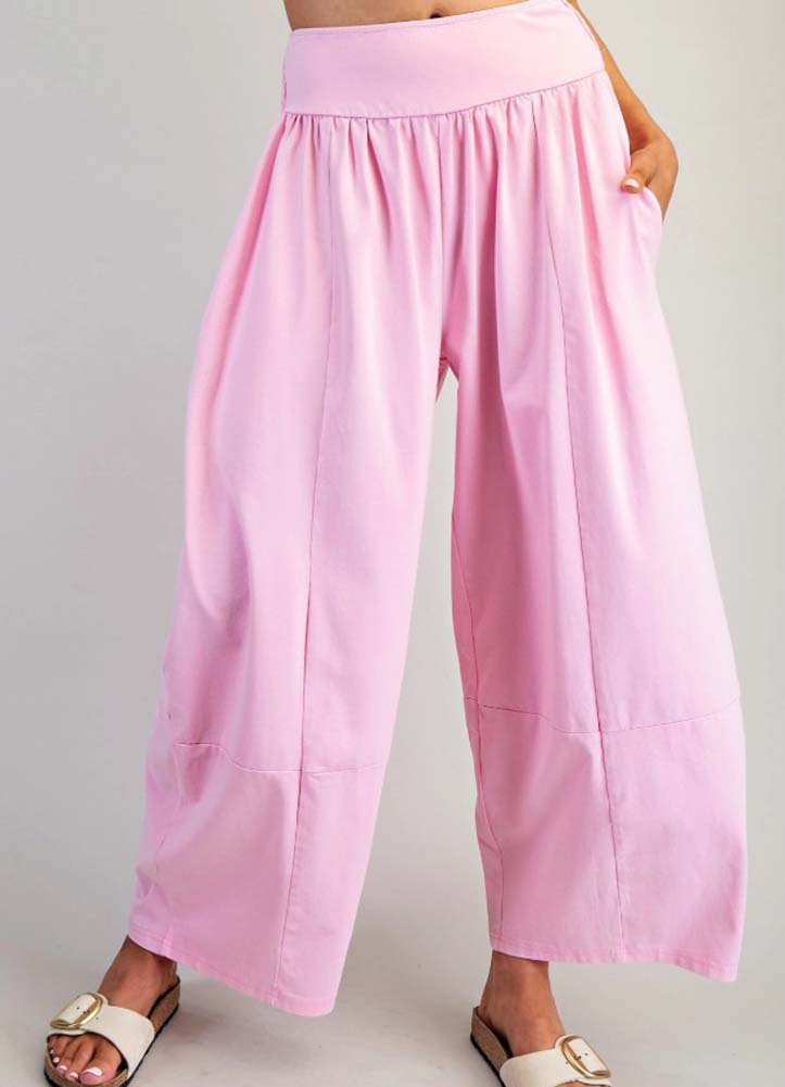 Mineral Washed Wide Leg Pants in Sweet Pink by eesome