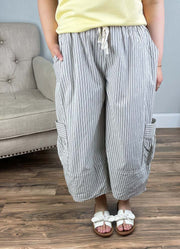Striped Cropped Wide Leg Pants
