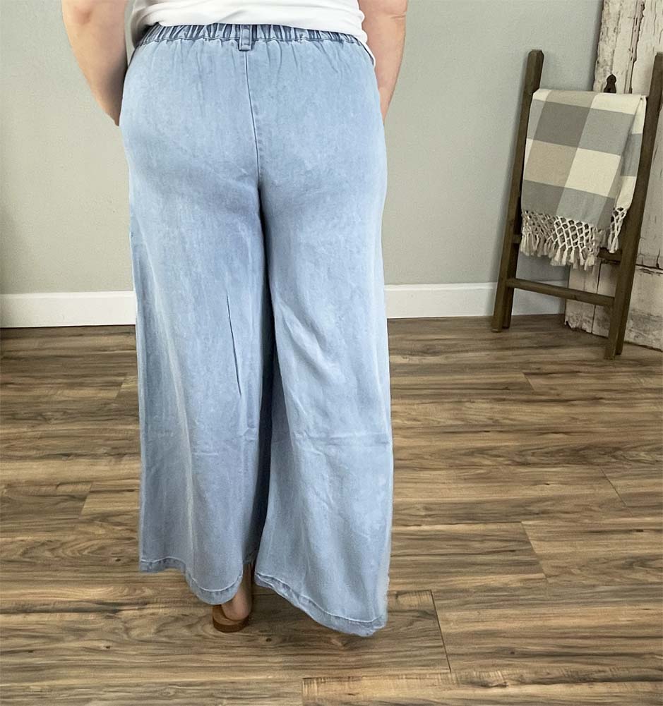 Mineral Washed Chambray Wide Pants