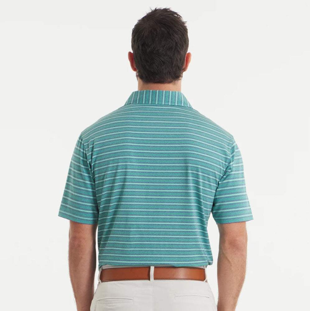 Maybourne Featherlight Stripe Polo in Teal/Mountain by Southern Marsh