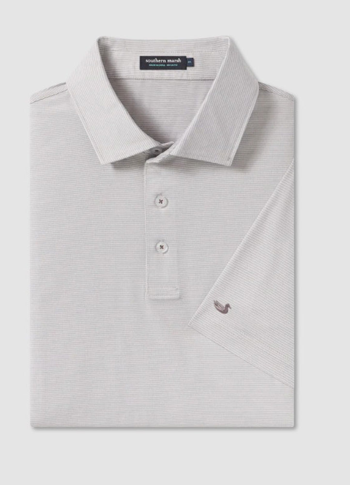 Marin Headlands Performance Polo in White/Grey by Southern Marsh