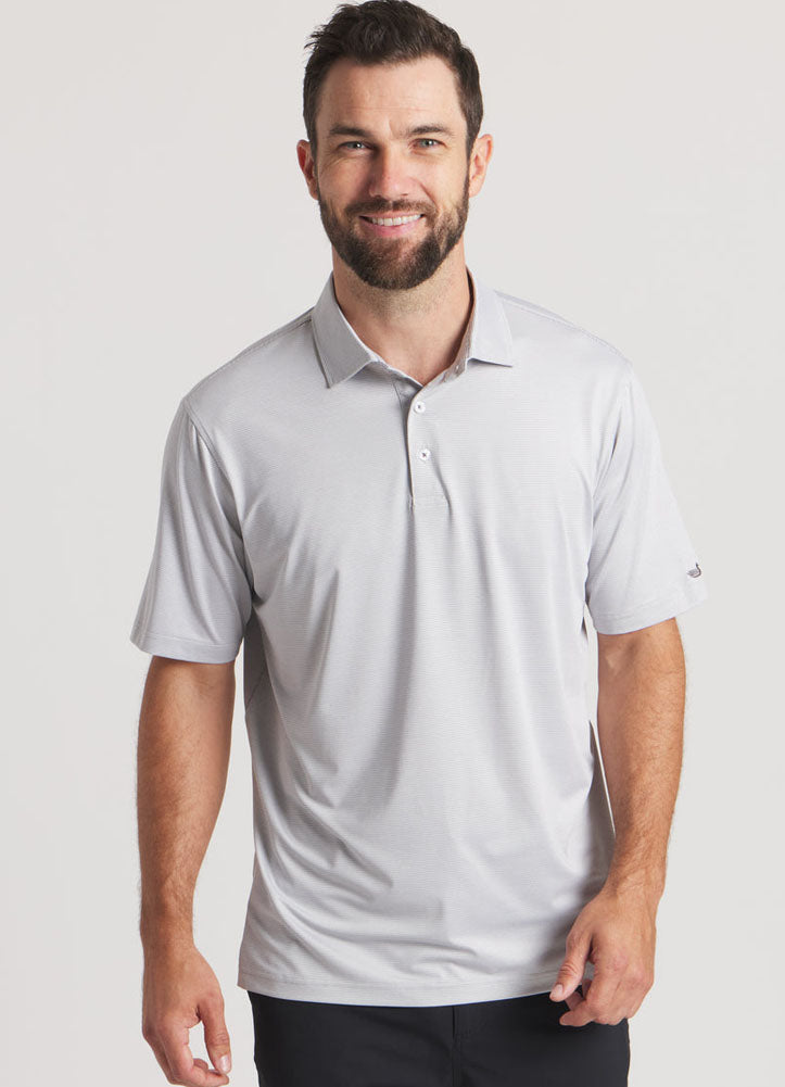 Marin Headlands Performance Polo in White/Grey by Southern Marsh