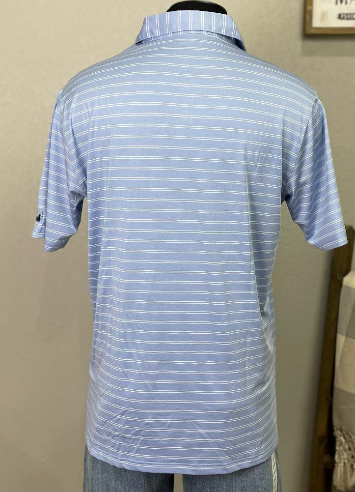 Newcastle Stripe Featherlight Polo in French Blue by Southern Marsh