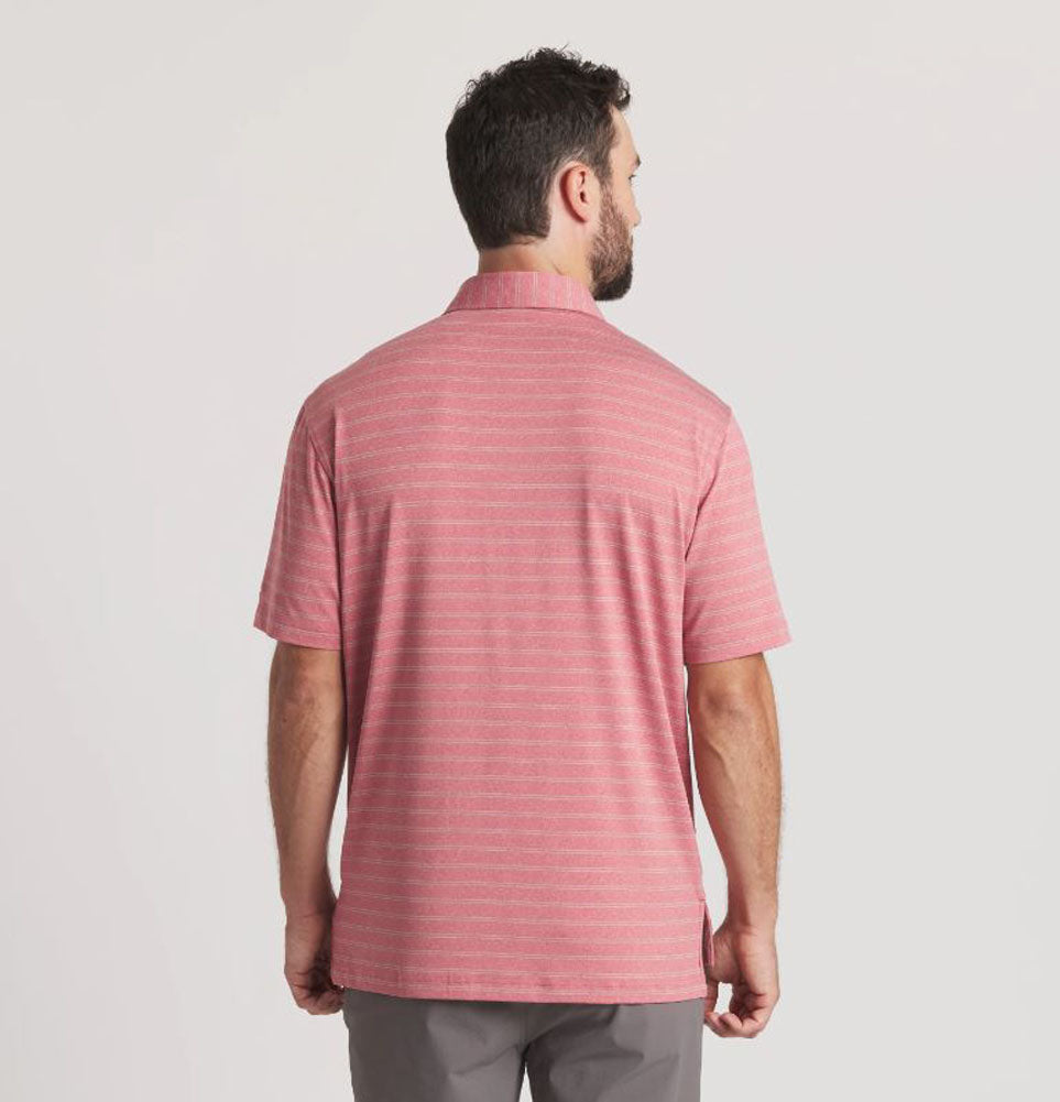 Newcastle Stripe Featherlight Polo in Rhubarb by Southern Marsh