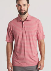 Newcastle Stripe Featherlight Polo in Rhubarb by Southern Marsh
