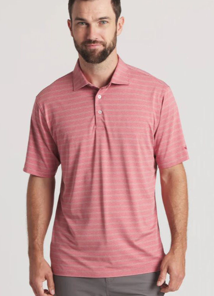 Newcastle Stripe Featherlight Polo in Rhubarb by Southern Marsh