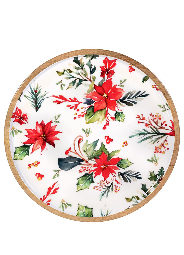 Poinsettia Bliss Round Platter by Evergreen Enterprises