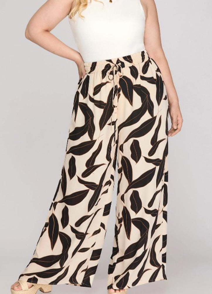 Plus Print Pants in Black by She + Sky