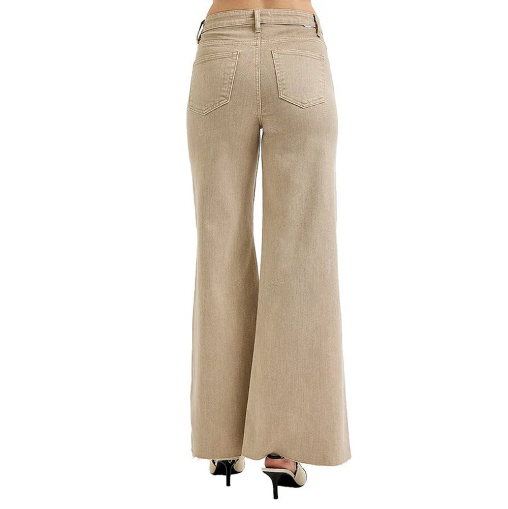 Lurex HR TC Palazzo Pants in Taupe by Risen