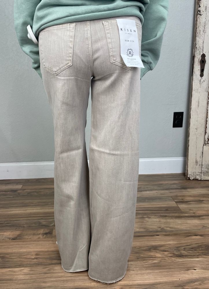 TC HR Lurex Palazzo Pants in Taupe by Risen