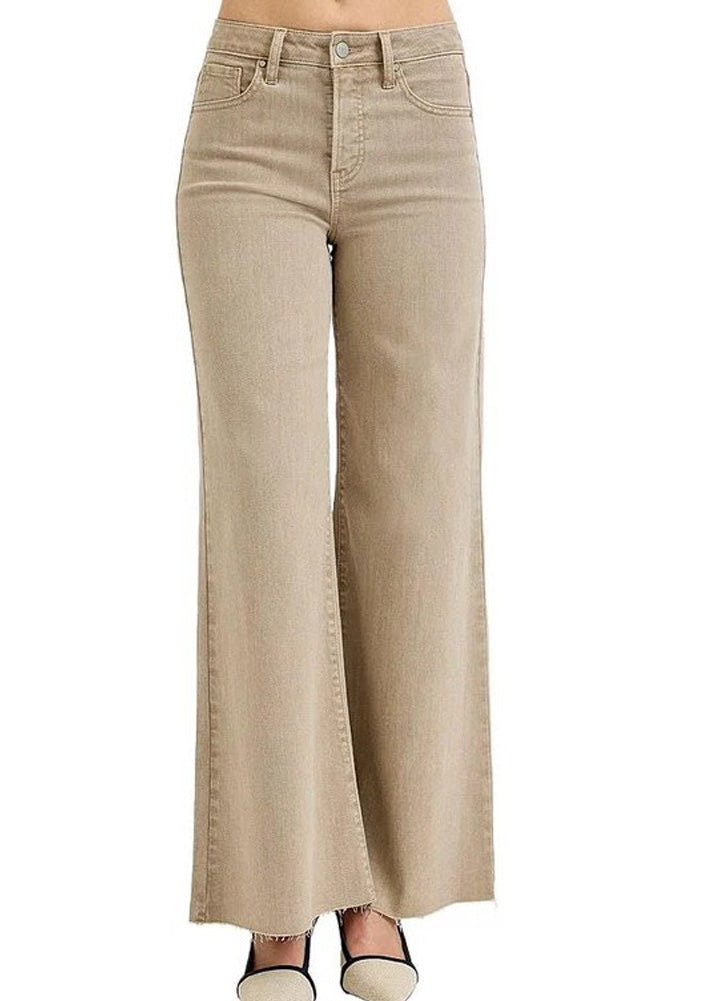 Lurex HR TC Palazzo Pants in Taupe by Risen