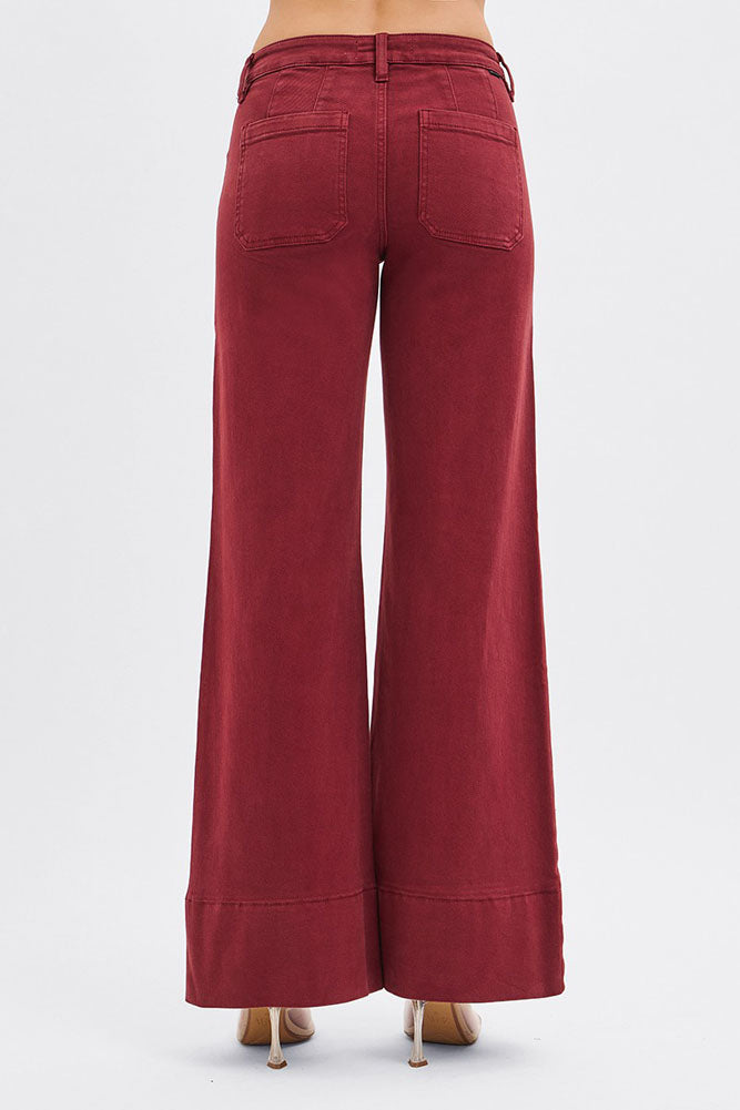 TC MR Wide Leg Pants in Wine by Risen