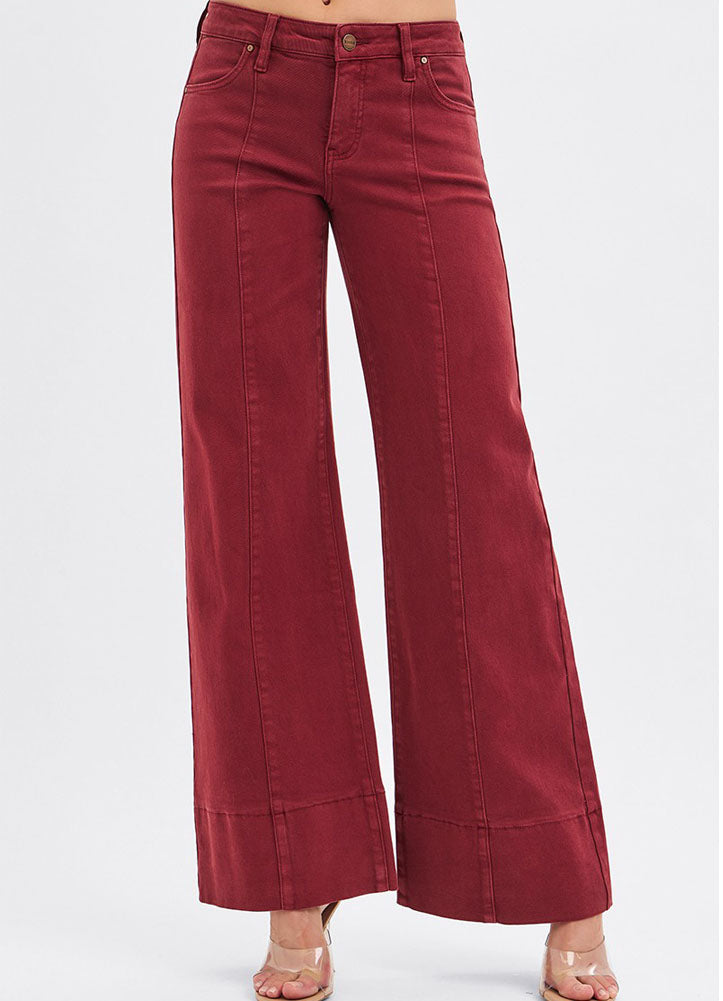 TC MR Wide Leg Pants in Wine by Risen