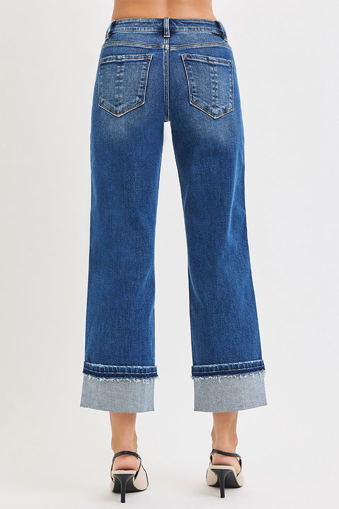 MR Ankle Straight Jeans with Cuffed Hem by Risen