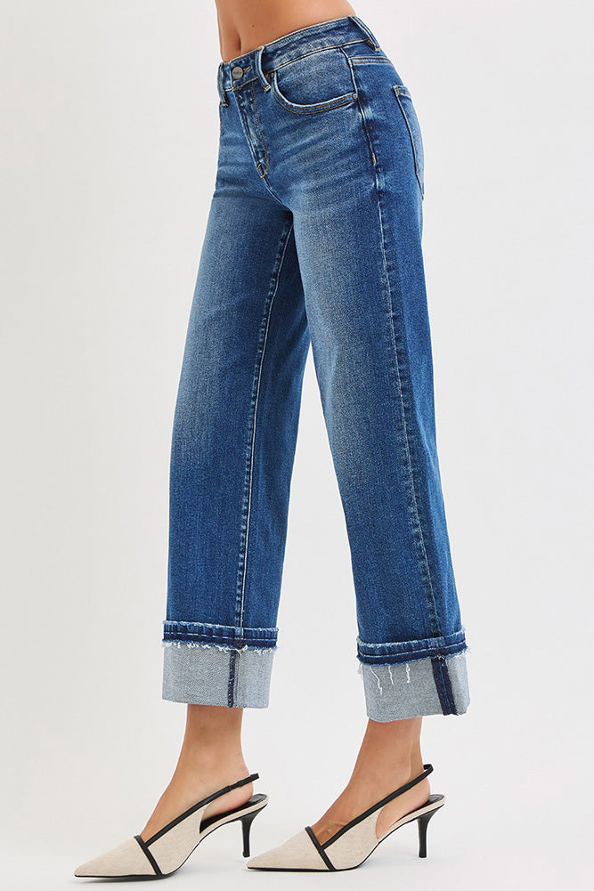 MR Ankle Straight Jeans with Cuffed Hem by Risen