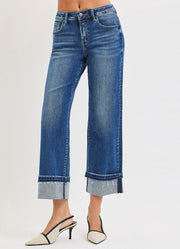 MR Ankle Straight Jeans with Cuffed Hem by Risen