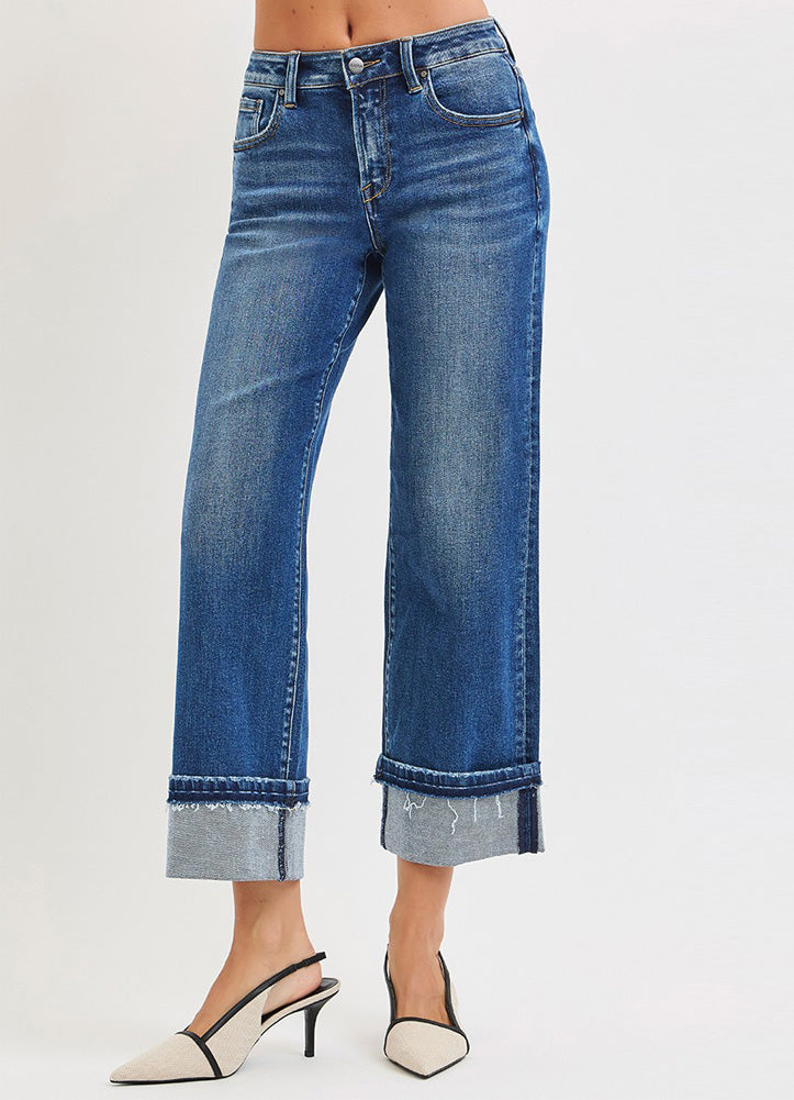 MR Ankle Straight Jeans with Cuffed Hem by Risen