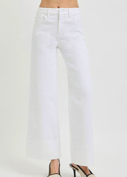 TC HR Ankle Wide Leg Jeans in White by Risen
