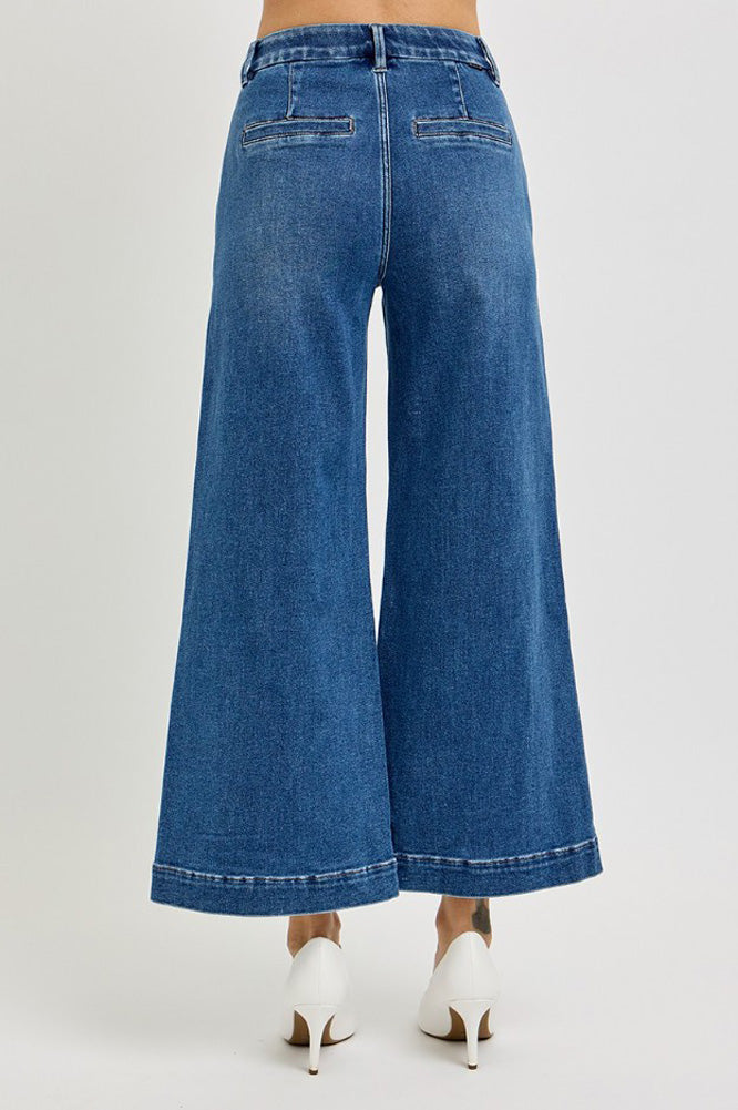 Tummy Control HR Crop Wide Leg Jeans by Risen