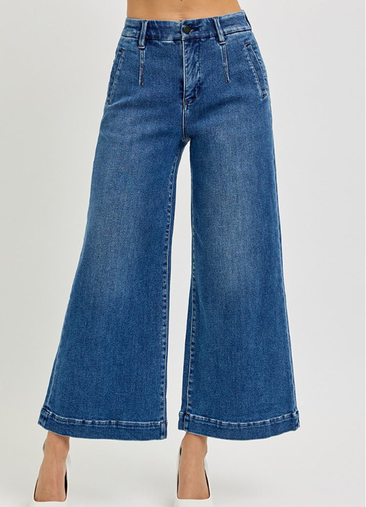 Tummy Control HR Crop Wide Leg Jeans by Risen