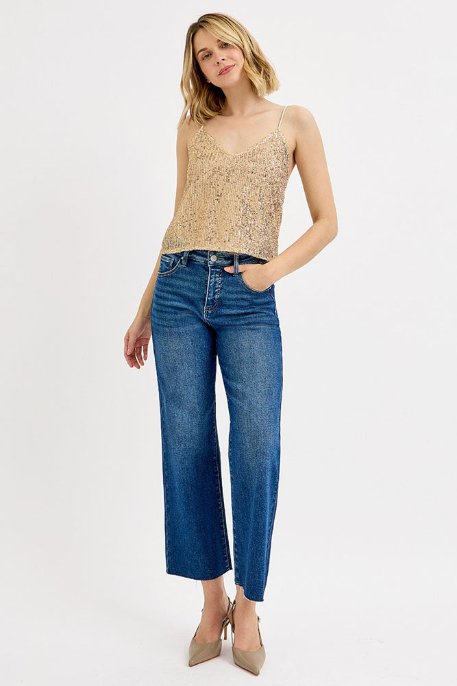 TC Crop Wide Adjustable Jeans by Risen